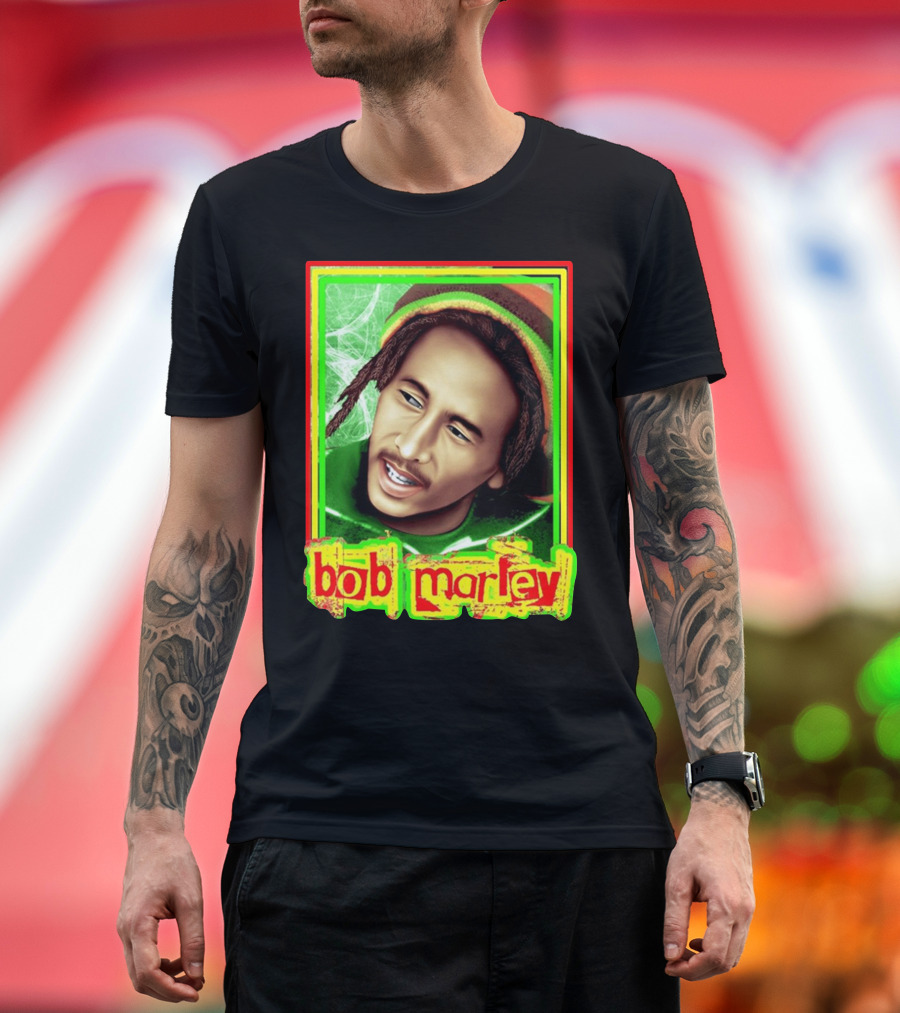 Bob Marley RastaReggae Vibrant Portrait Rasta Colors T-Shirt