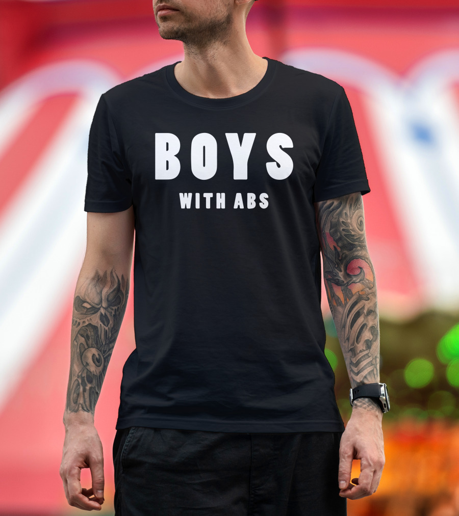 BOYS WITH ABS Fitness and Strength Message T-Shirt