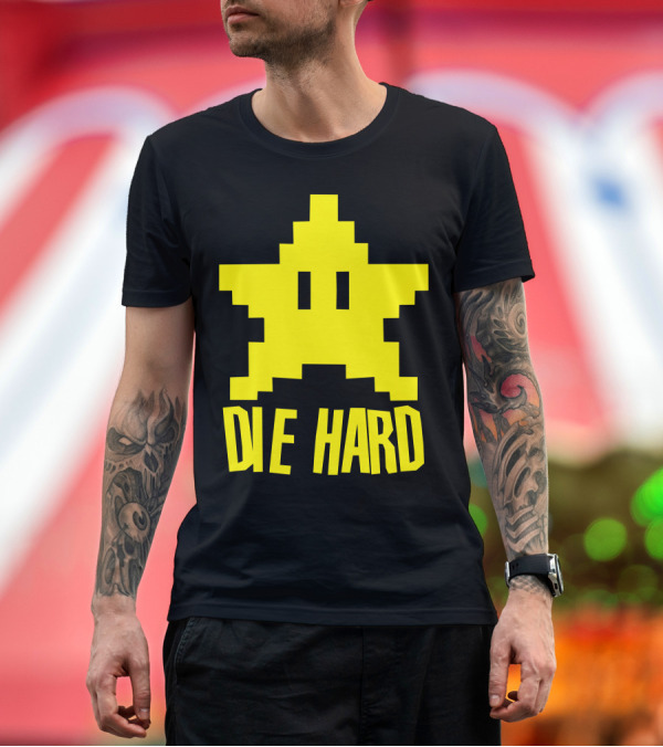 Premium T-Shirt: Die Hard Pixel Star Mario T-Shirt Die Hard Pixel Star Mario T-Shirt