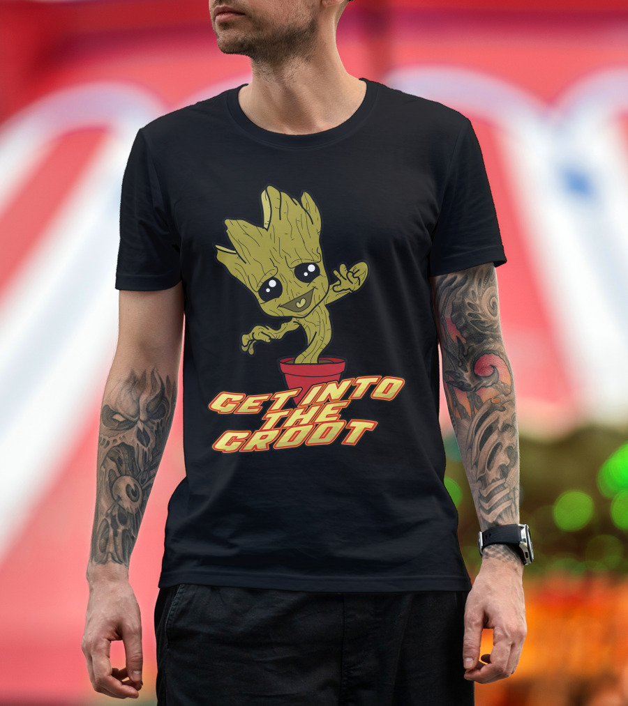 Get Into The Groot Guardians of the Galaxy Cartoon Character Pot T-Shirt
