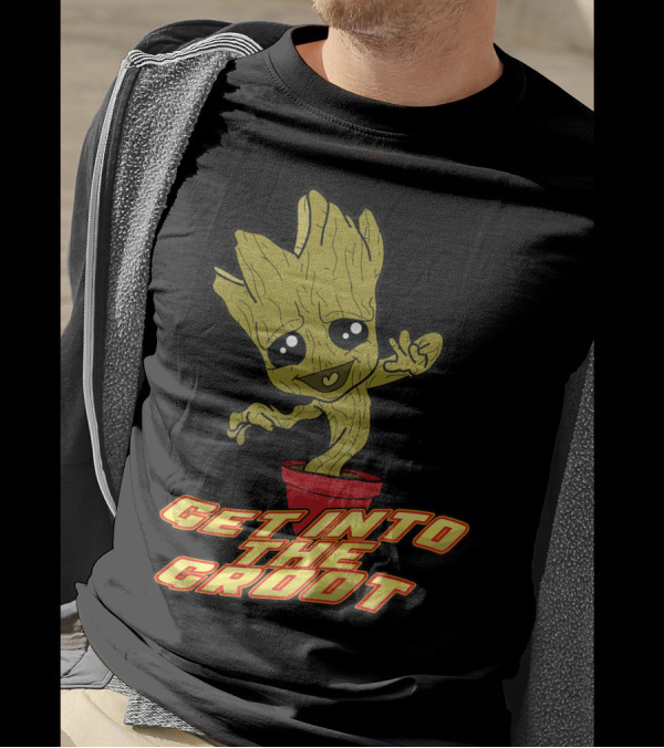 Get Into The Groot Guardians Of The Galaxy Cartoon Character Pot T-Shirt