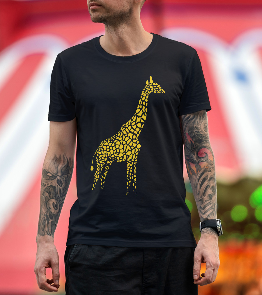 Giraffe Mosaic Pattern Yellow T-Shirt