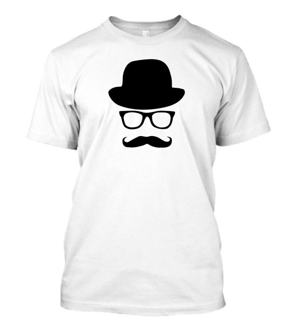 Hat Wayfarer Glasses Moustache Hipster Funny Geek Light T-Shirt