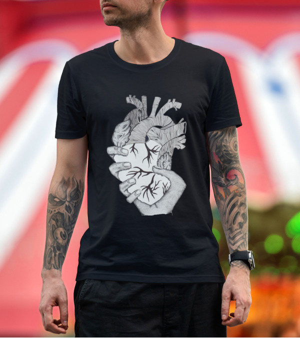 Premium T-Shirt: Heart in Hand Anatomical T-Shirt Heart in Hand Anatomical T-Shirt