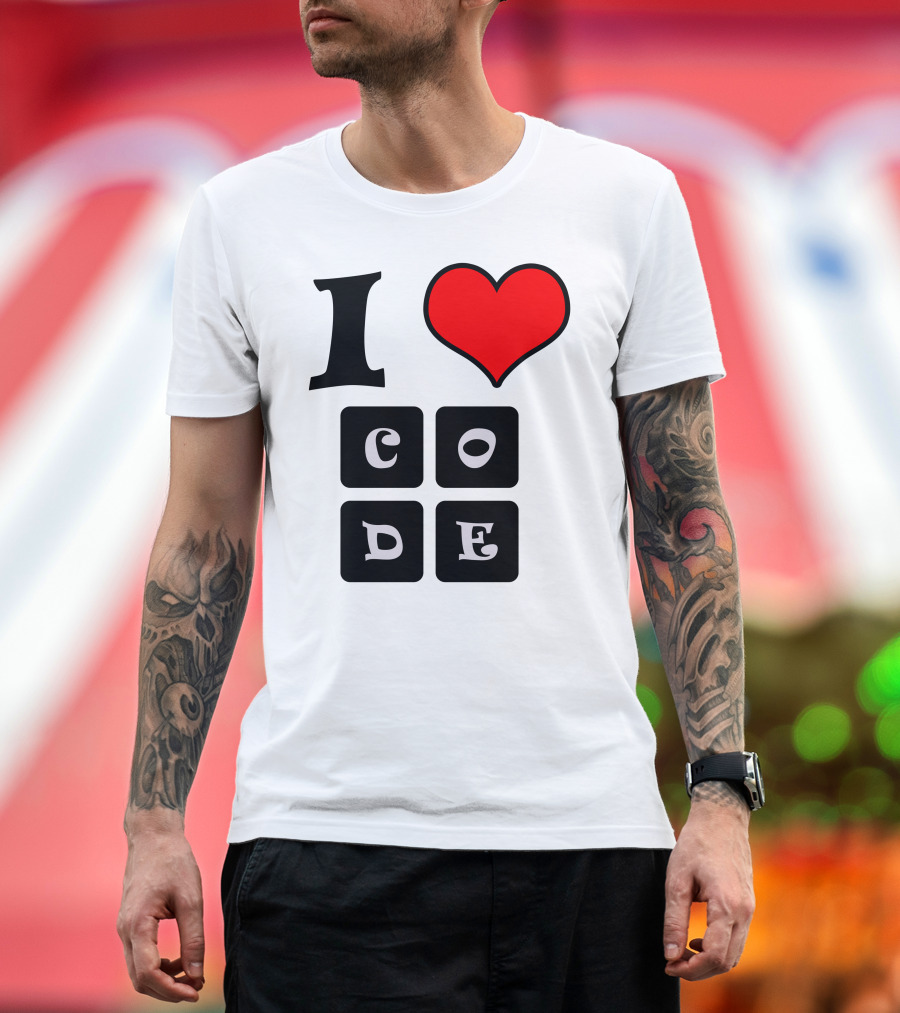 I Love Code Heart C O D E Blocks T-Shirt