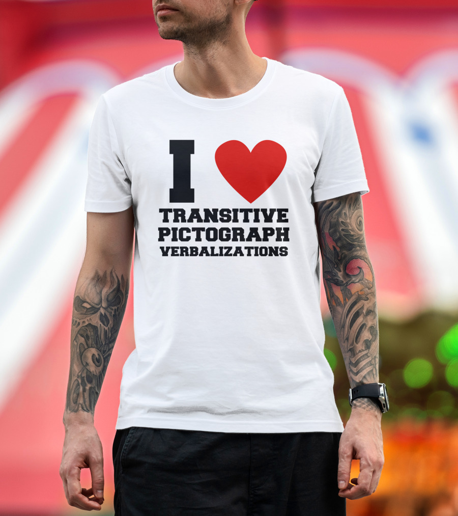 I Heart Transitive Pictograph Verbalizations Bold Red Heart T-Shirt