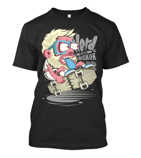 Nerd Attack Bangkok Skateboarding Monster T-Shirt