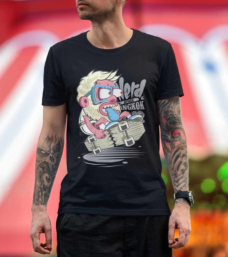 Nerd Attack Bangkok Skateboarding Monster T-Shirt