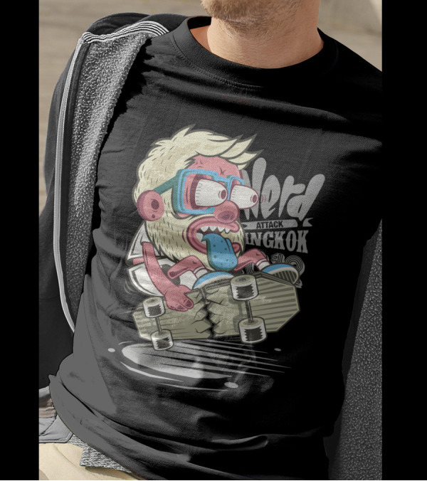 Nerd Attack Bangkok Skateboarding Monster T-Shirt