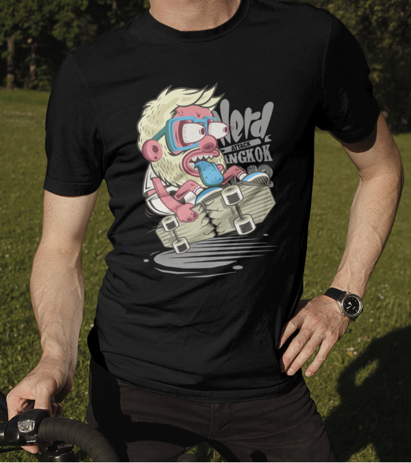 Nerd Attack Bangkok Skateboarding Monster T-Shirt
