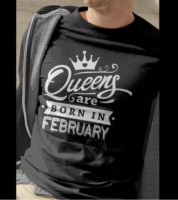 Queens Are Born In February Crown T-Shirt