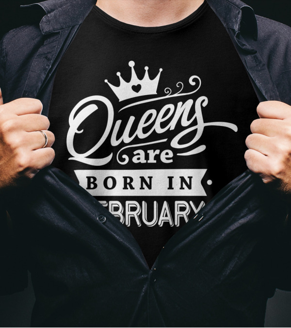 Queens Are Born In February Crown T-Shirt