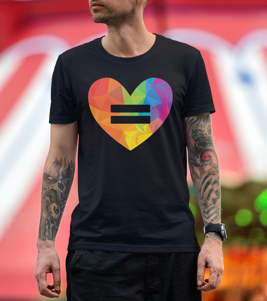 Rainbow Equality Geometric Heart T-Shirt