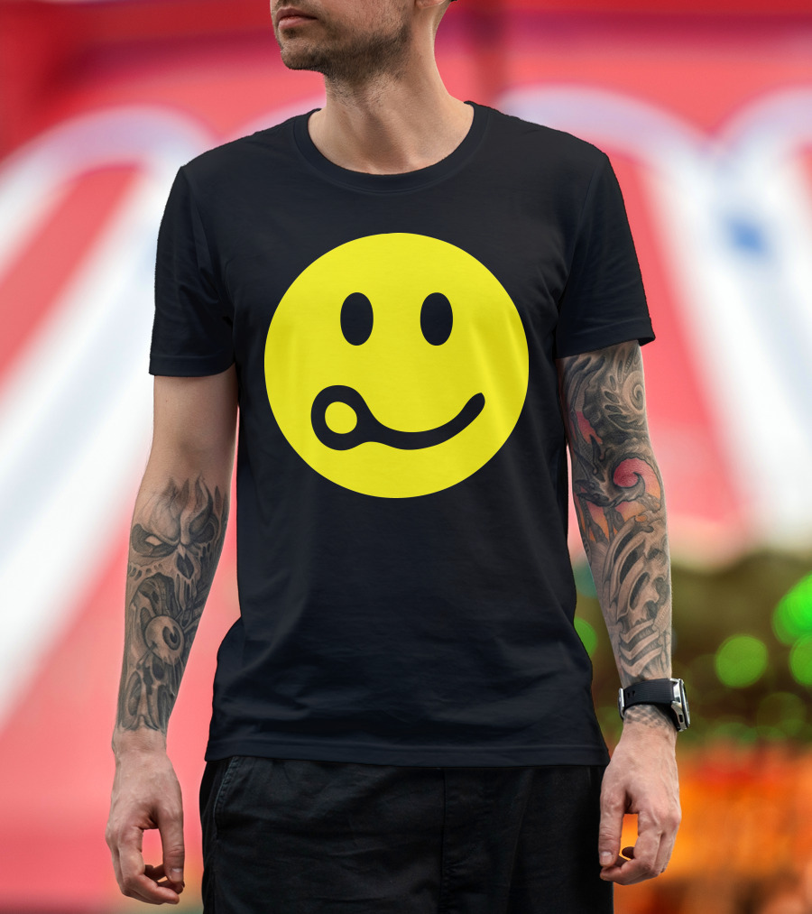 Skydiving Face Yellow Smiley Tongue Out T-Shirt