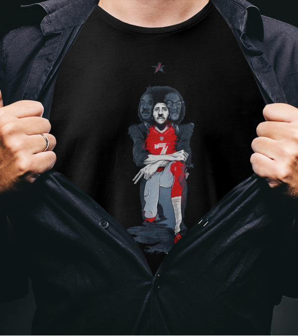 Colin Kaepernick Stand With Kaepernick Kneeling Red Jersey Number Seven T-Shirt