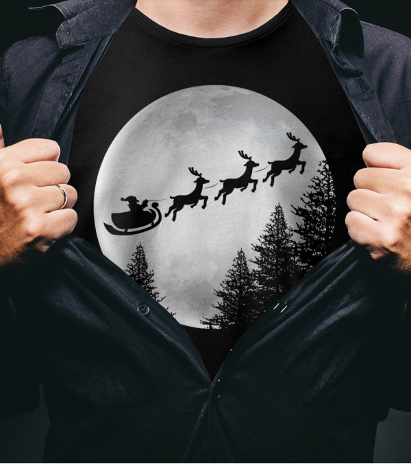 I Want To Believe In Santa Flying To The Moon And Back T-Shirt