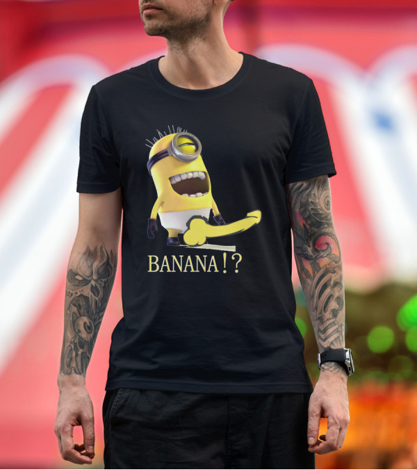 Premium T-Shirt: Minion Character Holding Banana? Funny Meme T-Shirt Minion Character Holding Banana? Funny Meme T-Shirt