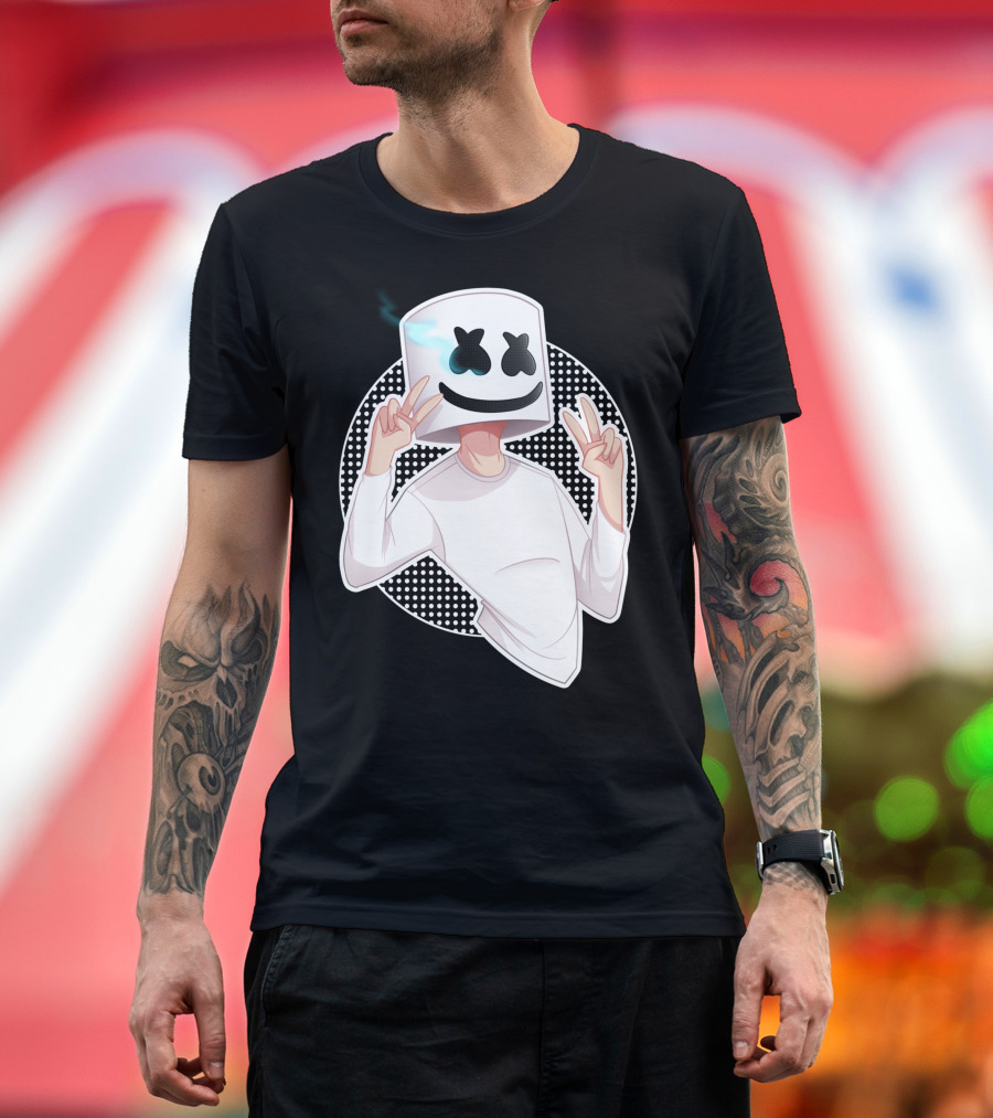 Marsmello Peace Sign Cartoon Character T-Shirt