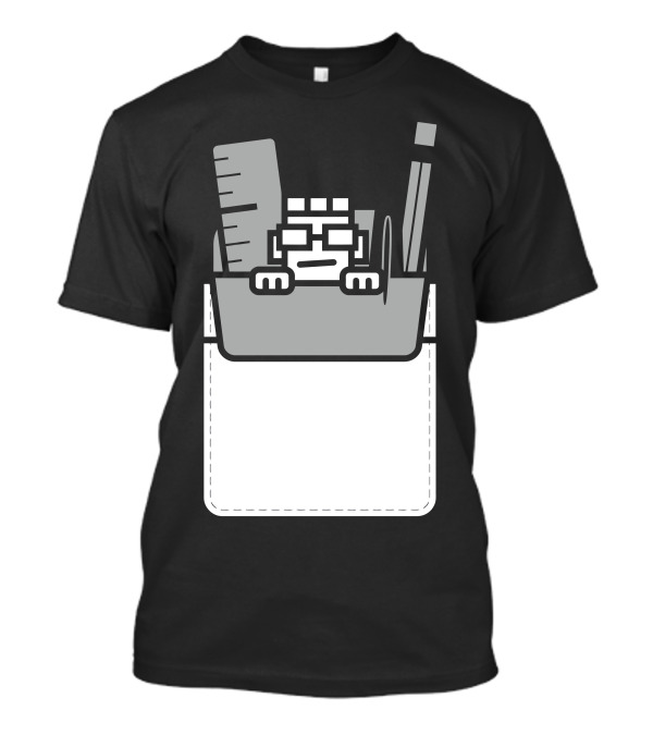 Nerd Hiding In Pocket With Ruler And Pencil T-Shirt