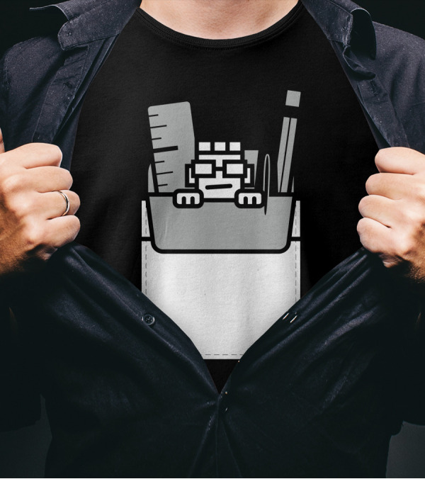 Nerd Hiding In Pocket With Ruler And Pencil T-Shirt