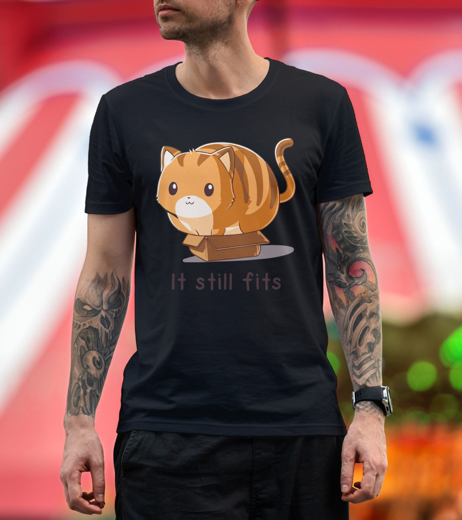 It Still Fits Cute Orange Cat in Box T-Shirt