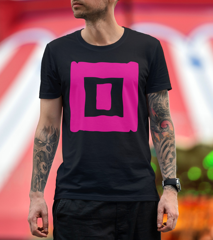 Couples Pink Spiral Square Geometric T-Shirt