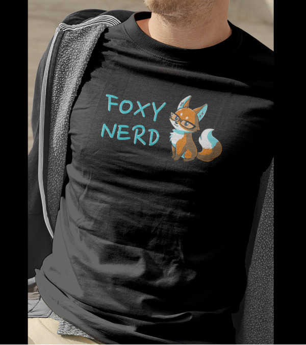 FOXY NERD Glasses Wearing Cartoon Fox Retro Look T-Shirt