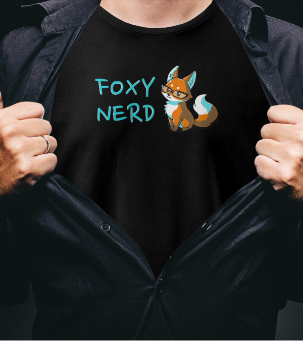 FOXY NERD Glasses Wearing Cartoon Fox Retro Look T-Shirt