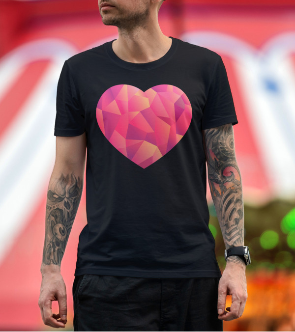 Premium T-Shirt: Love Geometric Heart Polygon T-Shirt Love Geometric Heart Polygon T-Shirt