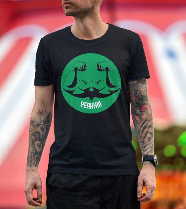 Premium T-Shirt: YEAHH Muscular Arm Flex Green Emblem T-Shirt YEAHH Muscular Arm Flex Green Emblem T-Shirt