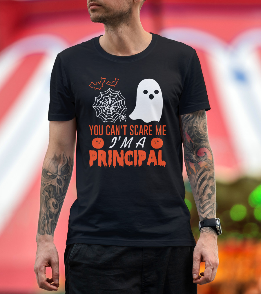 You Can't Scare Me I'm a Principal Ghost Spiderweb Halloween T-Shirt