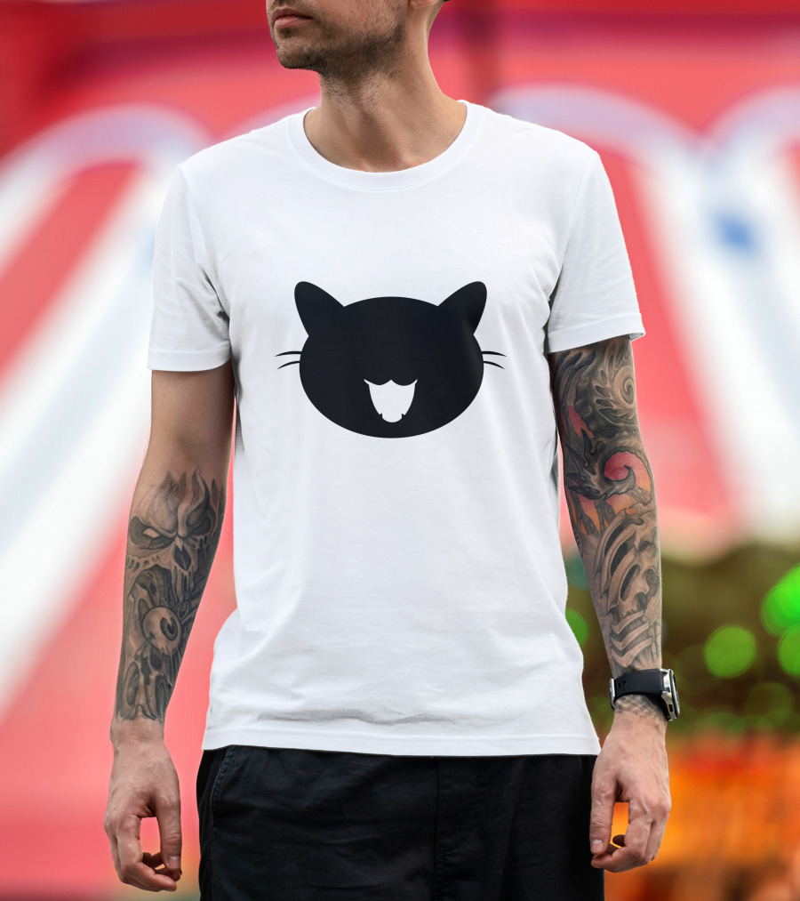 Black Cat Silhouette Animal Face T-Shirt