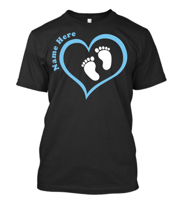 Name Here Baby Boy Heart Footprints Customized T-Shirt