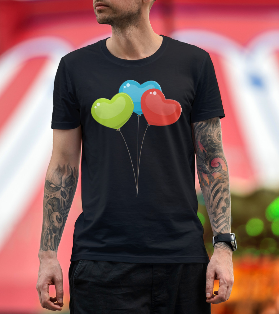 Balloon Color Full Heart-Shaped Balloons T-Shirt
