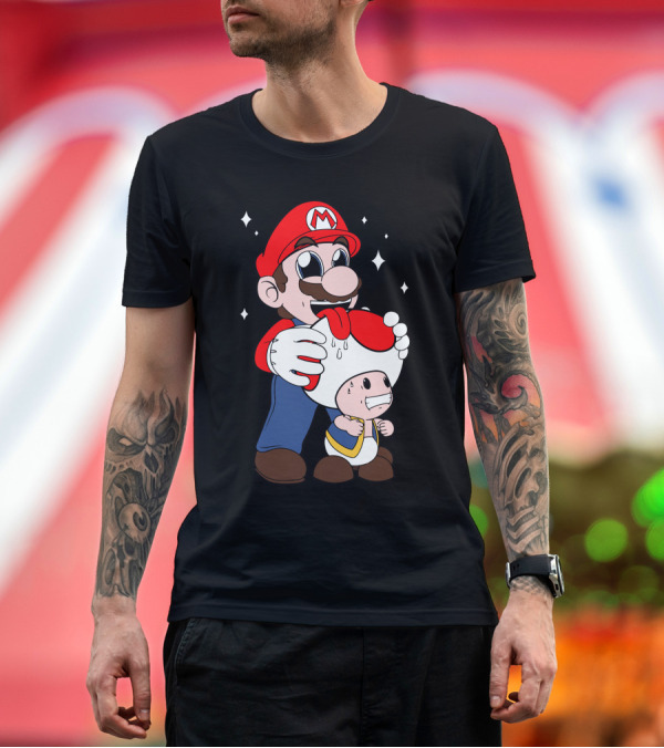 Premium T-Shirt: Mario Licking Toad Mario Parody Gaming T-Shirt Mario Licking Toad Mario Parody Gaming T-Shirt
