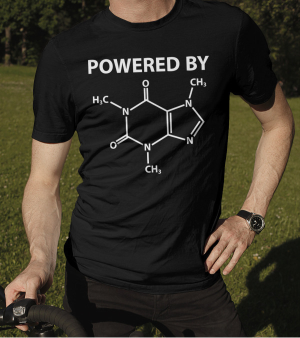 Powered By Caffeine Molecule H3C CH3 Chemical Structure T-Shirt