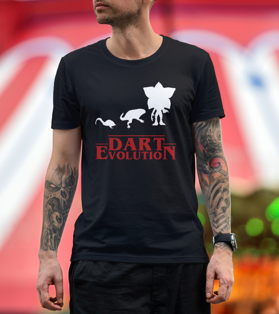Dart Evolution Stranger Dustin TV Show Monster Silhouette Evolution T-Shirt