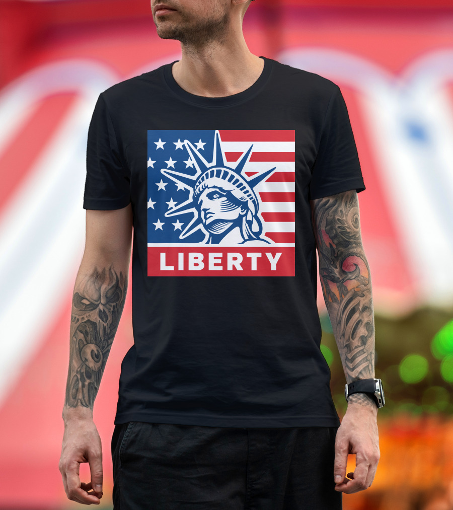 Liberty Statue Stars and Stripes Patriotic Icon Liberty T-Shirt