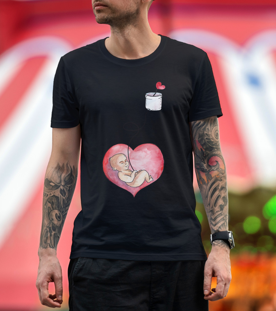 Mom And Baby Connected Through Heart String T-Shirt