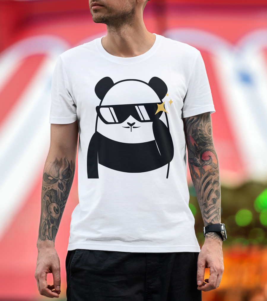 Panda Bear Sunglasses Sparkle T-Shirt