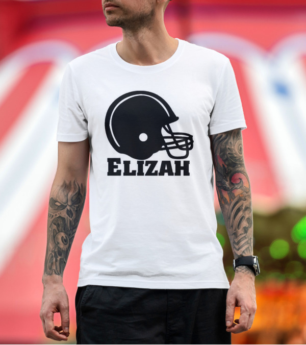 Premium T-Shirt: Elizah Football Helmet Promo Football T-Shirt Elizah Football Helmet Promo Football T-Shirt