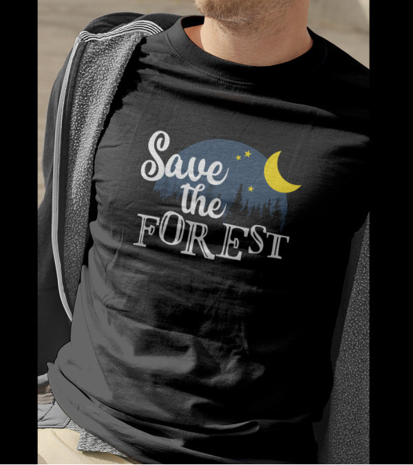 Save The Forest Moonlit Trees Climate Activist Earth Conservation T-Shirt