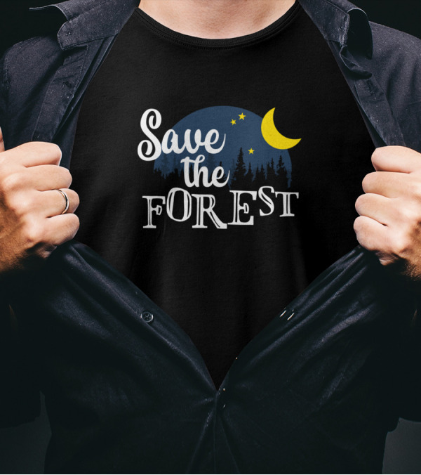 Save The Forest Moonlit Trees Climate Activist Earth Conservation T-Shirt