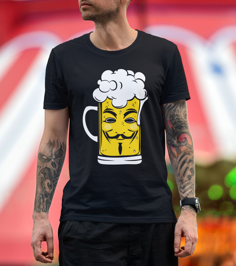 Anony Mousse V for Vendetta Guy Fawkes Beer Mug T-Shirt