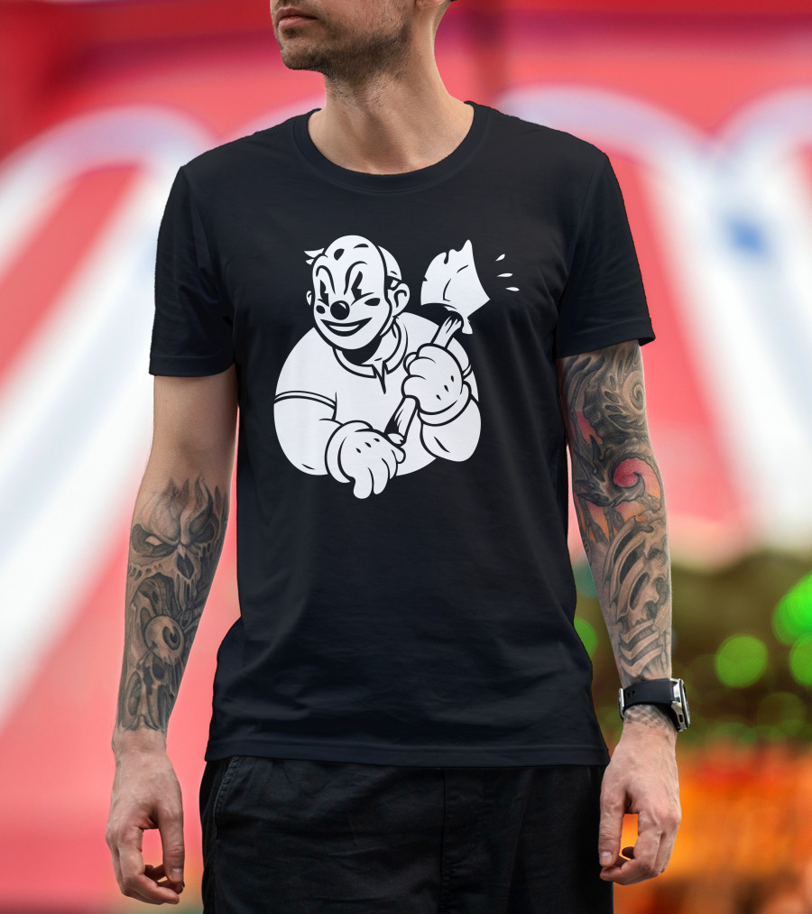 Butcher Clown Axe Holding Smiling Character T-Shirt
