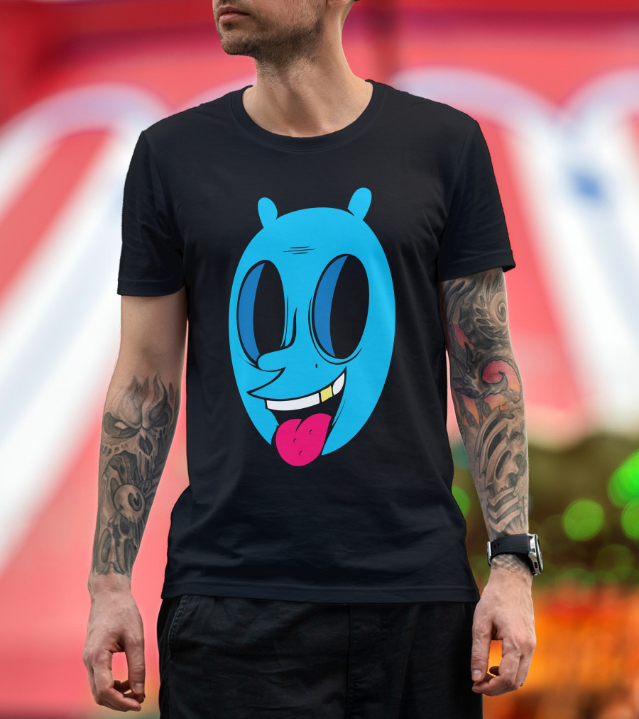 Gold Toof Cartoon Blue Face with Tongue Out T-Shirt