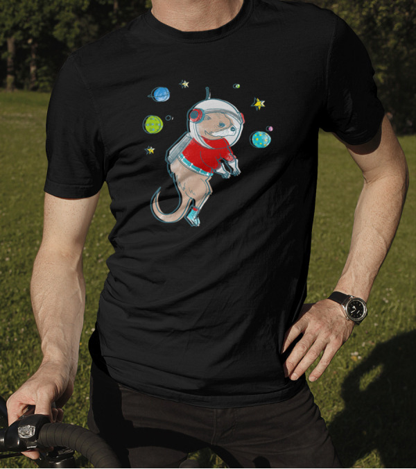 In Otter Space Only Otters Can Hear You Scream Astronaut Otter Floating Among Planets T-Shirt