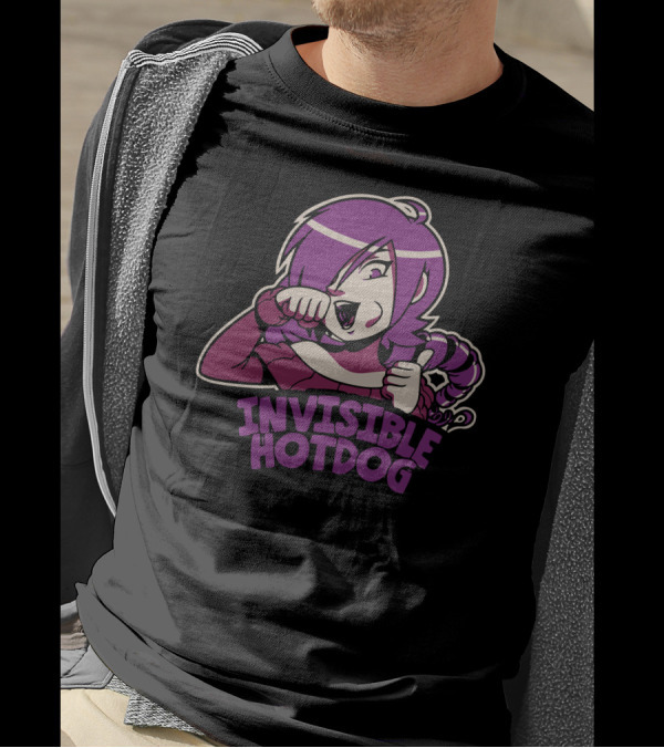 Invisible Hotdog Anime Character Eating Gesture T-Shirt