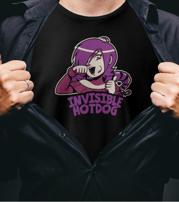 Invisible Hotdog Anime Character Eating Gesture T-Shirt