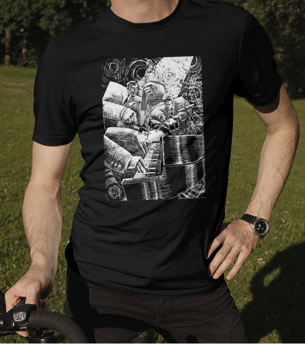 Jazz Combo Trio With Piano, Bass, And Drums Swirl T-Shirt